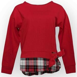 IZOD Women’s 2-Fer Tie-Front Fleece-Lined Sweatshirt, Tango Red, Size Small W36S